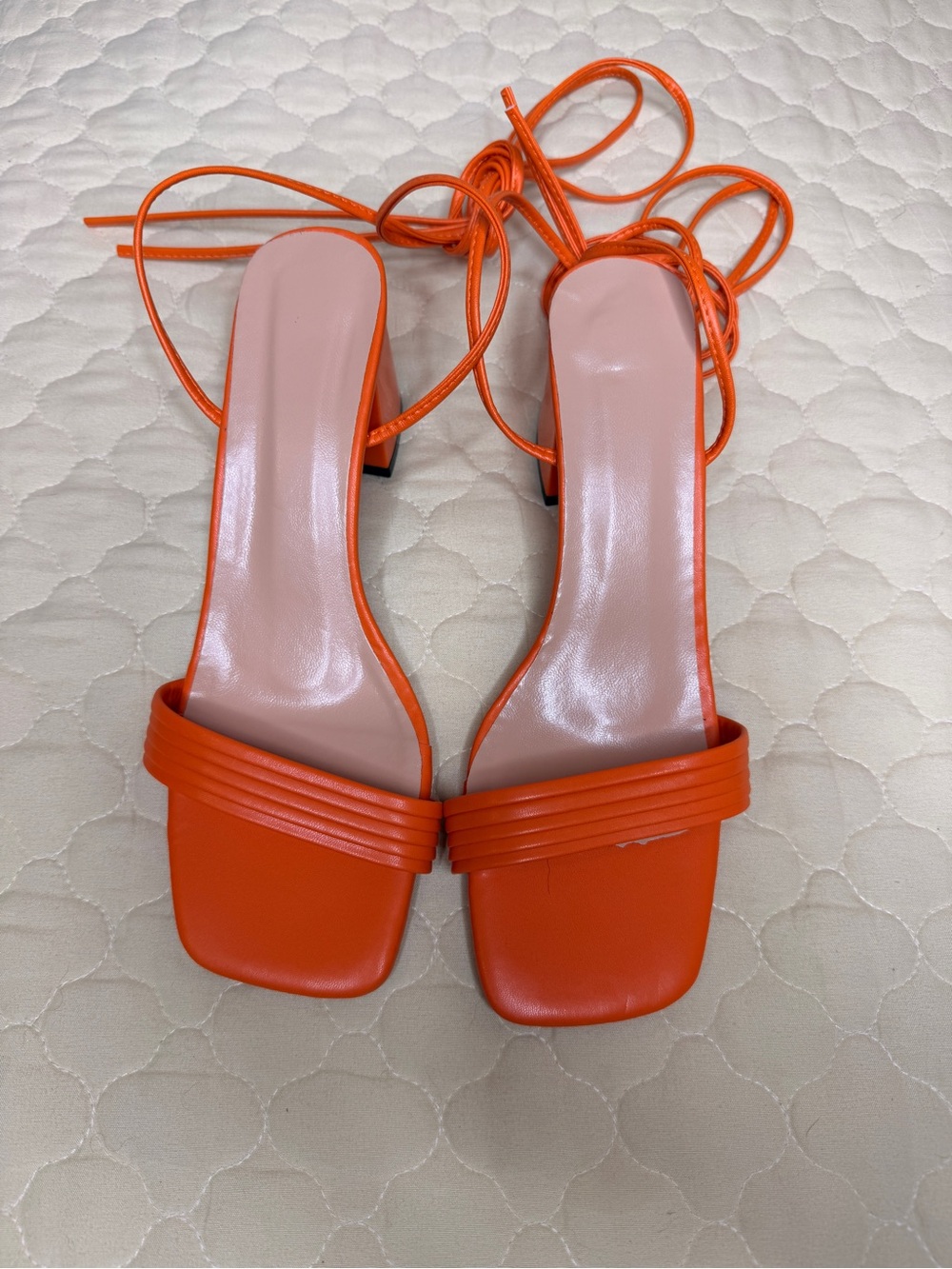 Women’s Orange Strappy Block Heel Sandals